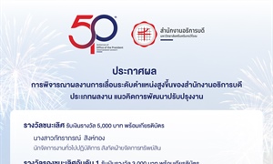 ประกาศผล : การพิจารณาผลงานการเลื่อนระดับตำแหน่งสูงขึ้นของสำนักงานอธิการบดี ประเภทผลงาน แนวคิดการพัฒนาปรับปรุงงาน